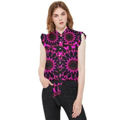 Digital Handdraw Floral Frill Detail Shirt