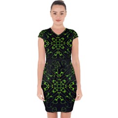 Digital Handdraw Floral Capsleeve Drawstring Dress  by Sparkle