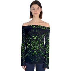 Digital Handdraw Floral Off Shoulder Long Sleeve Top by Sparkle