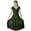 Digital Handdraw Floral Cap Sleeve Wrap Front Dress View1