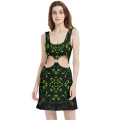 Digital Handdraw Floral Velvet Cutout Dress