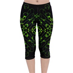 Digital Handdraw Floral Velvet Capri Leggings 