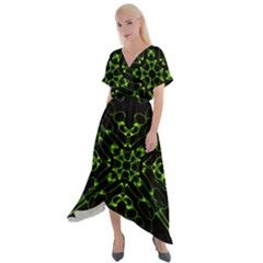 Digital Handdraw Floral Cross Front Sharkbite Hem Maxi Dress by Sparkle