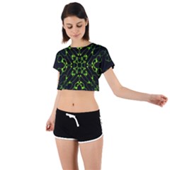 Digital Handdraw Floral Tie Back Short Sleeve Crop Tee