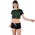 Digital Handdraw Floral Tie Back Short Sleeve Crop Tee View1