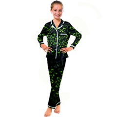 Digital Handdraw Floral Kid s Satin Long Sleeve Pajamas Set by Sparkle