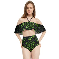 Digital Handdraw Floral Halter Flowy Bikini Set 