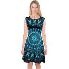 Digital Handdraw Floral Capsleeve Midi Dress by Sparkle