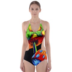 Mushroom Painting  Cut-out One Piece Swimsuit by AstralArtistV