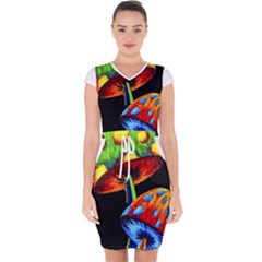 Mushroom Painting  Capsleeve Drawstring Dress  by AstralArtistV