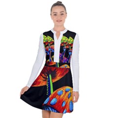 Mushroom Painting  Long Sleeve Panel Dress by AstralArtistV