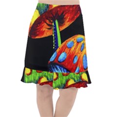 Mushroom Painting  Fishtail Chiffon Skirt by AstralArtistV