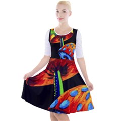 Mushroom Painting  Quarter Sleeve A-line Dress by AstralArtistV