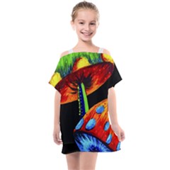 Mushroom Painting  Kids  One Piece Chiffon Dress