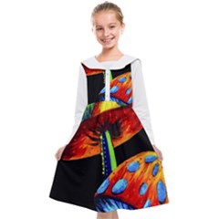 Mushroom Painting  Kids  Midi Sailor Dress by AstralArtistV