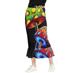 Mushroom Painting  Maxi Fishtail Chiffon Skirt by AstralArtistV