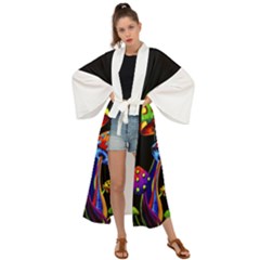 Mushroom Painting  Maxi Kimono by AstralArtistV