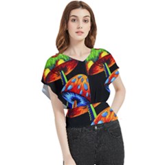 Mushroom Painting  Butterfly Chiffon Blouse