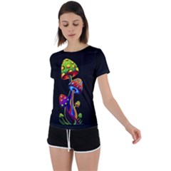 Mushroom Painting Back Circle Cutout Sports Tee by AstralArtistV