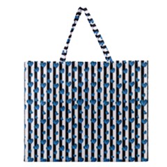 Blue Hearts Zipper Large Tote Bag by designsbymallika