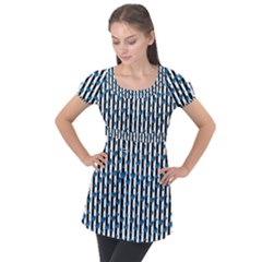 Blue Hearts Puff Sleeve Tunic Top by designsbymallika