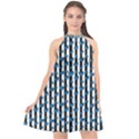 Blue Hearts Halter Neckline Chiffon Dress  View1