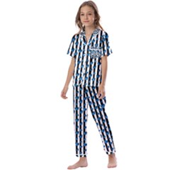 Blue Hearts Kids  Satin Short Sleeve Pajamas Set by designsbymallika