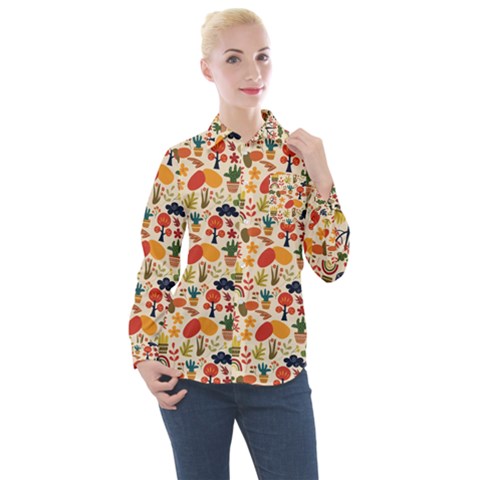 Garden Of Love Women s Long Sleeve Pocket Shirt by designsbymallika