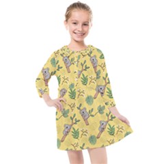 Kuala Bears Kids  Quarter Sleeve Shirt Dress by designsbymallika