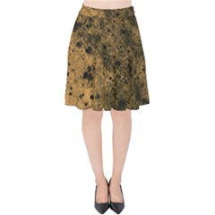 Orange Grunge Print Velvet High Waist Skirt by dflcprintsclothing