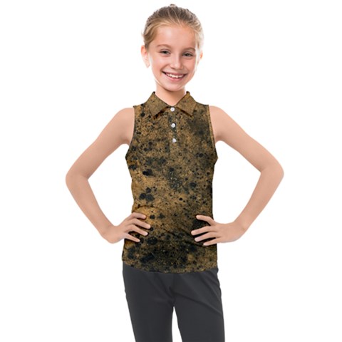 Orange Grunge Print Kids  Sleeveless Polo Tee by dflcprintsclothing