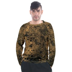 Orange Grunge Print Men s Long Sleeve Raglan Tee