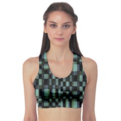 Dark Geometric Pattern Design Sports Bra by dflcprintsclothing