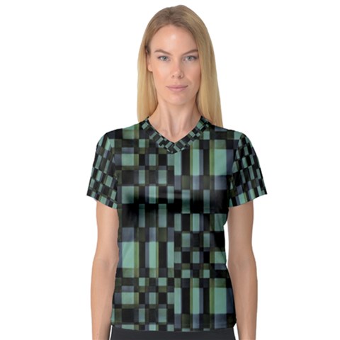 Dark Geometric Pattern Design V-neck Sport Mesh Tee by dflcprintsclothing