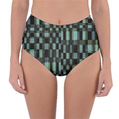 Dark Geometric Pattern Design Reversible High-waist Bikini Bottoms by dflcprintsclothing