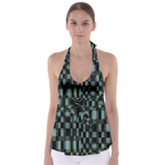 Dark Geometric Pattern Design Babydoll Tankini Top by dflcprintsclothing