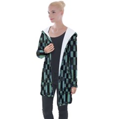 Dark Geometric Pattern Design Longline Hooded Cardigan