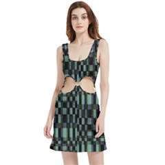 Dark Geometric Pattern Design Velvet Cutout Dress by dflcprintsclothing