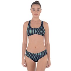 Dark Geometric Pattern Design Criss Cross Bikini Set by dflcprintsclothing