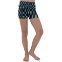 Dark Geometric Pattern Design Kids  Lightweight Velour Yoga Shorts View1