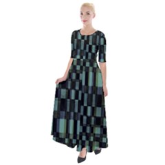 Dark Geometric Pattern Design Half Sleeves Maxi Dress