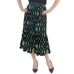 Dark Geometric Pattern Design Midi Mermaid Skirt by dflcprintsclothing