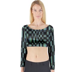 Dark Geometric Pattern Design Long Sleeve Crop Top by dflcprintsclothing