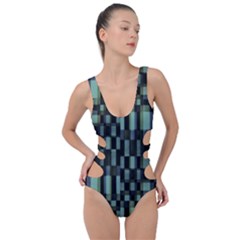 Dark Geometric Pattern Design Side Cut Out Swimsuit by dflcprintsclothing