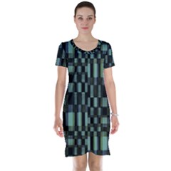 Dark Geometric Pattern Design Short Sleeve Nightdress