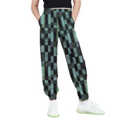 Dark Geometric Pattern Design Kids  Elastic Waist Pants by dflcprintsclothing