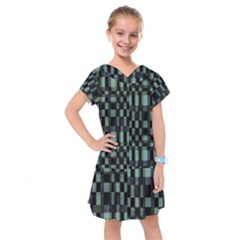 Dark Geometric Pattern Design Kids  Drop Waist Dress by dflcprintsclothing