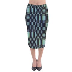 Dark Geometric Pattern Design Velvet Midi Pencil Skirt