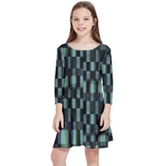 Dark Geometric Pattern Design Kids  Quarter Sleeve Skater Dress