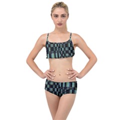 Dark Geometric Pattern Design Layered Top Bikini Set by dflcprintsclothing